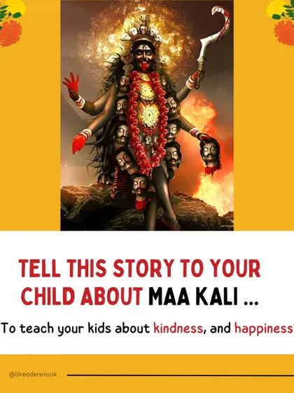 This is the story of Maa Kali, a fierce form of the goddess. Her story is a powerful lesson on channeling anger to fight injustice and protecting the innocent, showing that even fierce energy can be used for good.