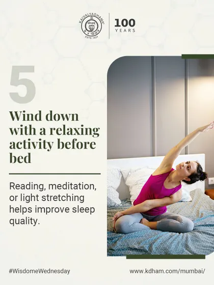 A relaxing activity before bed, such as reading, light stretching, or meditation, signals to your body that it's time to rest and can significantly improve sleep quality.