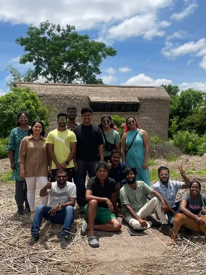 The team gathered at one of our older projects. These visits are invaluable for sharing knowledge and strengthening our collective design philosophy.