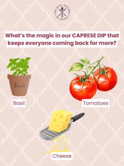 The magic in our Caprese Dip comes from classic Italian ingredients: fresh basil, juicy tomatoes, and creamy cheese. It's simple, fresh, and delicious.