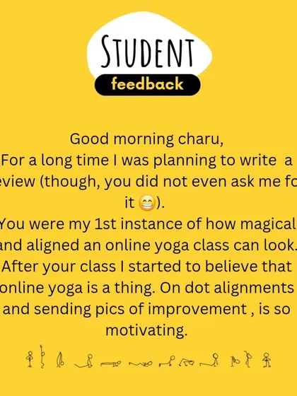 This is why I do what I do. Getting messages like this reminds me that online yoga isn't just a substitute, it's a powerful tool for connection and growth. My students' trust and progress mean everything.