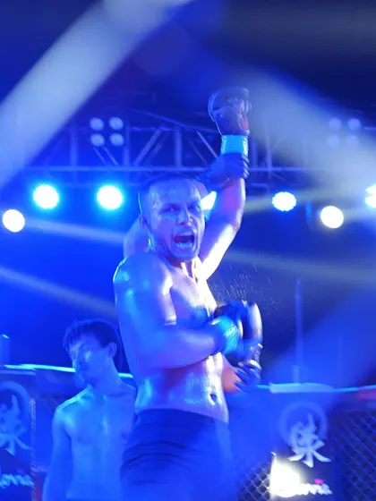 Abhishek from our Gurgaon branch celebrating another win at ACS after landing devastating boxing combinations.