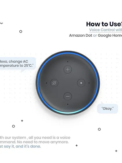Using voice control is incredibly simple. All you need is an Amazon Echo or Google Home device. Just speak your command, like "Alexa, change AC temperature to 25 C," and the system does the rest.