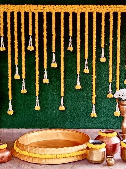 This is another example of our popular Haldi ceremony decoration, perfect for creating a traditional and photogenic setting at home.
