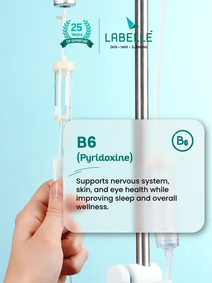 Our drips also feature Vitamin B6, or Pyridoxine, which is crucial for overall health. It supports the nervous system, promotes healthy skin and eyes, and can even help improve your sleep quality for better rest and recovery.