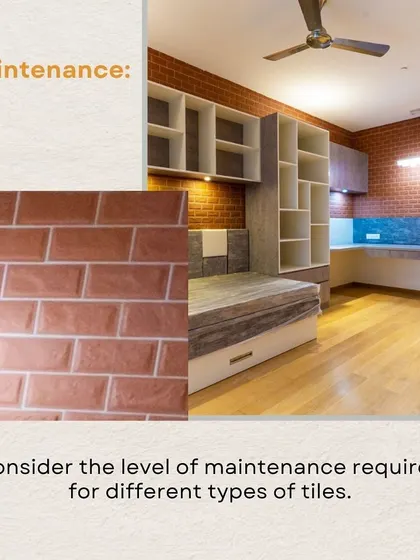 When selecting tiles, consider the level of maintenance required. These brick-style tiles add a rustic charm but may need different care than smooth ceramic tiles.
