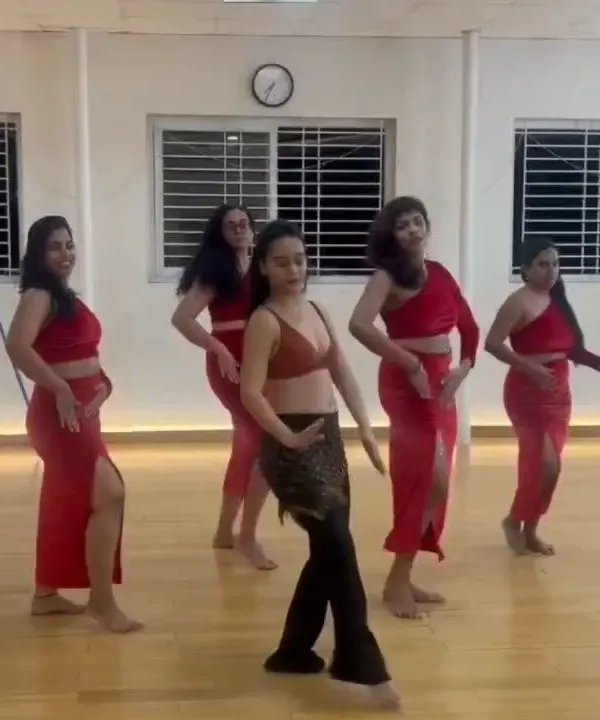 A snapshot from our beginner friendly Bollywood fusion course. Here, our instructor Madhu leads the class through a fun routine, creating a comfortable space for new dancers to explore movement.