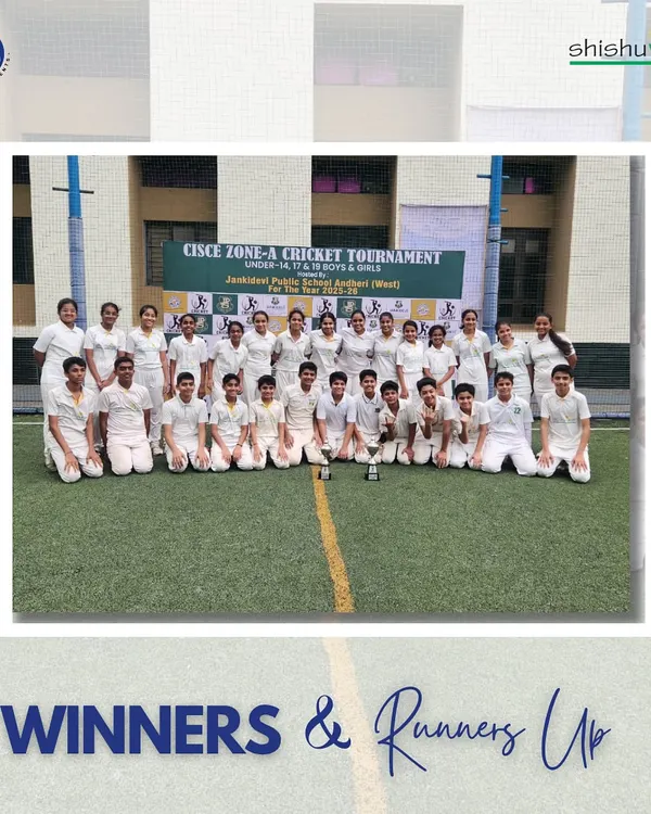 A moment of triumph for our Shishuvan School teams at the CISCE Zone-A Cricket Tournament. This photo captures our U14 winners, U17 winners, and U17 girls' runner-up team, a testament to our successful cricket training partnership.
