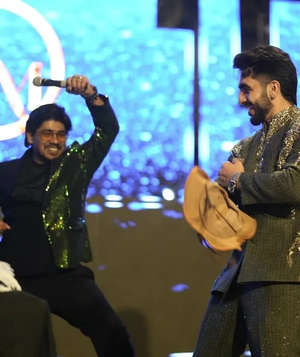 An absolute blast on stage with the groom at a Sangeet in Suryagarh. My job is to interact, create spontaneous fun, and make sure the groom and his friends are having the time of their lives.