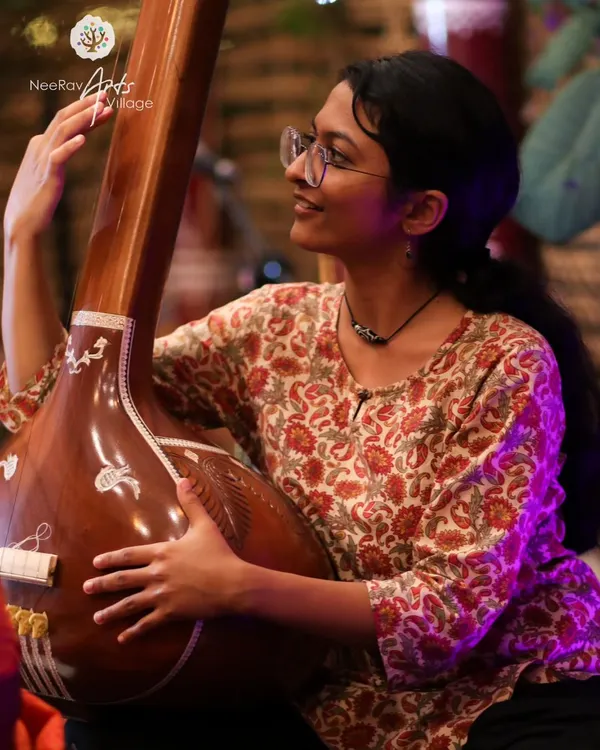 This image with the tanpura captures the essence of my classical training. I offer dedicated performances of semi-classical and devotional music that are perfect for creating a serene and traditional atmosphere.
