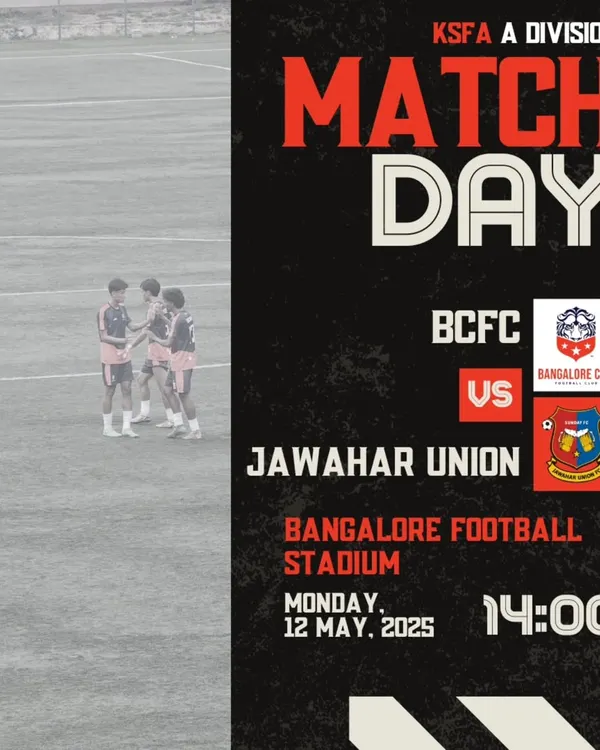 Matchday graphic for our KSFA A Division game. We treat every match with professional focus.