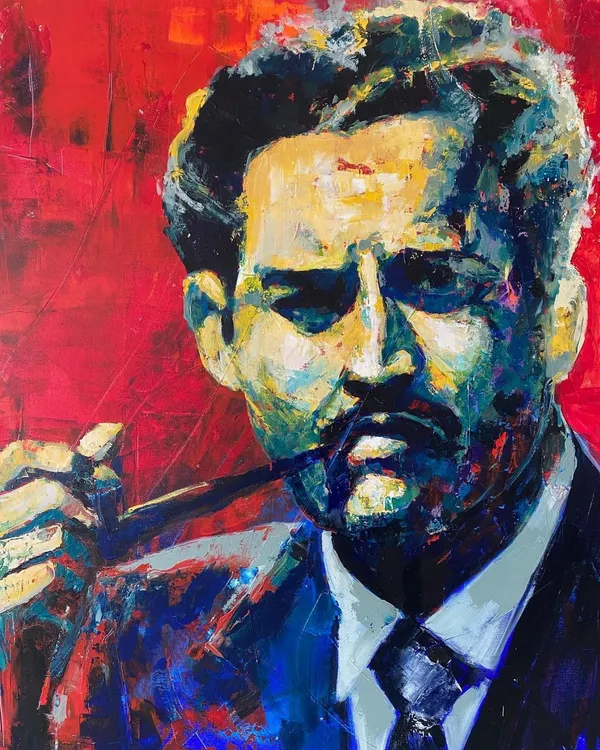 This is one of my favorite commissions, a 4x5 feet acrylic painting of the legendary Guru Dutt in his film 'Pyasa'. I used a palette knife to create this textured, soulful portrait, aiming to capture the intense mood that makes his work timeless. It’s a perfect example of how we can bring your personal hero into your space.