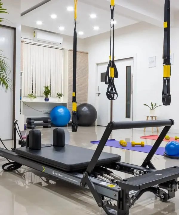 Welcome to my PhysioPilates studio. It is equipped with a Reformer, TRX suspension trainers, stability balls, and other props to provide a comprehensive and tailored movement experience for both private and group sessions.