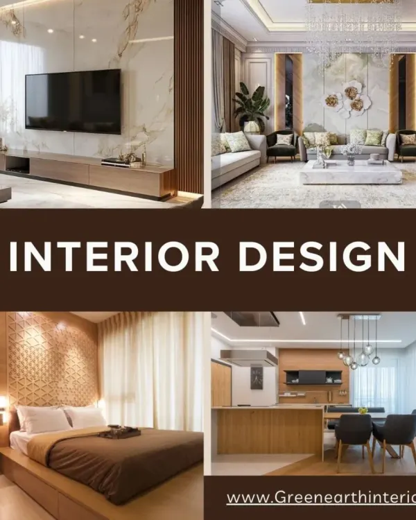 A collage showcasing the variety of interior design styles I offer, from modern living rooms and cozy bedrooms to sleek kitchens and elegant dining spaces.