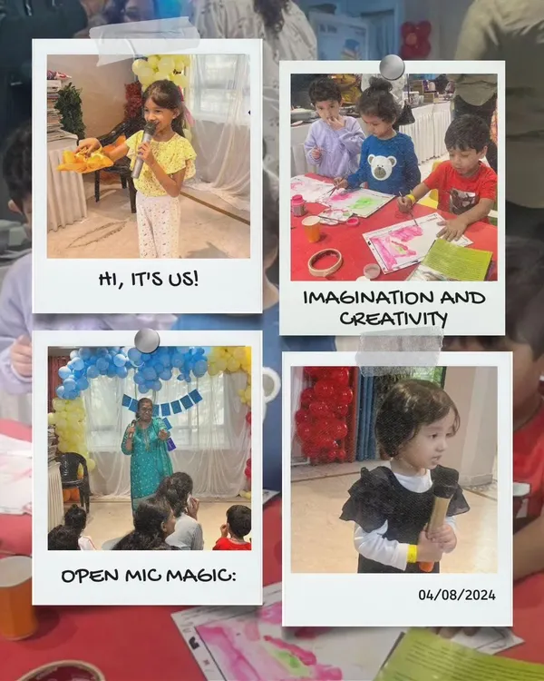A polaroid-style collage from our Kydzadda Lit Fest, capturing the magic of the day with open mic performances, author interactions, and creative art sessions.
