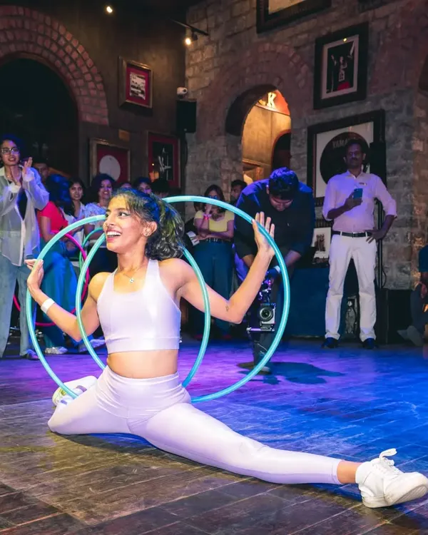 A shot from my second ever hula hoop performance. I was so happy to be part of this growing community and share the stage with so many talented hoopers.