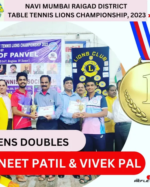Proud to see my students Saneet Patil and Vivek Pal winning the Men's Doubles at the Navi Mumbai Raigad District Lions Championship. Teamwork makes the dream work.