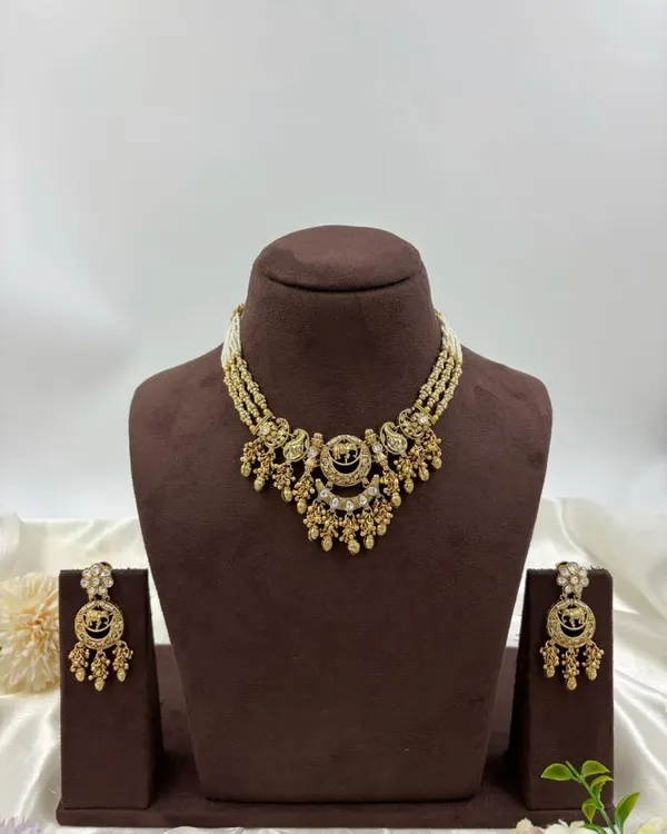 My Royal Hathi antique gold necklace set, featuring beautifully crafted elephant motifs. This piece is perfect for those who love jewellery with traditional symbolism and a story.