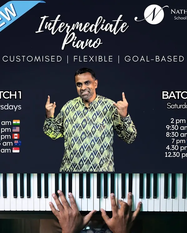 For our intermediate and advanced players, we offer customized and flexible piano batches. These modular classes meet weekly to tackle specific goals like inversions, arpeggios, and accompaniment, with convenient time slots for students across the globe.