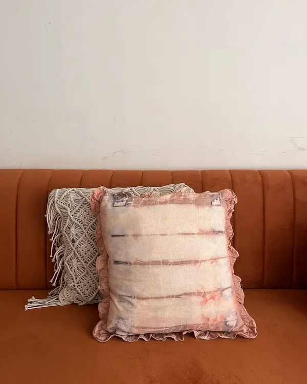 This naturally dyed cushion is sitting pretty on my sofa. It's a reminder that you can create beautiful, sustainable items for your home with your own two hands.