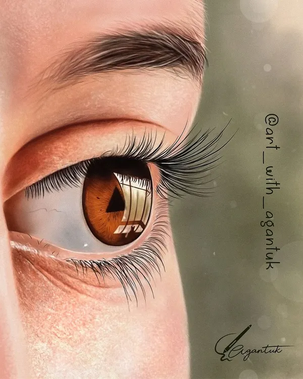 This is a hyper-realistic eye study I did to practice capturing detail. I focused on the reflection in the iris, the texture of the skin, and the individual eyelashes. I believe in showing the beauty of reality without hiding imperfections.