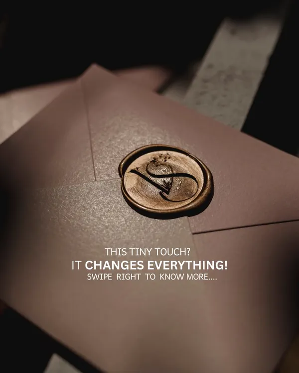 A custom wax seal with the couple's initials on an elegant envelope. This tiny touch adds a level of sophistication and personalization that changes everything.