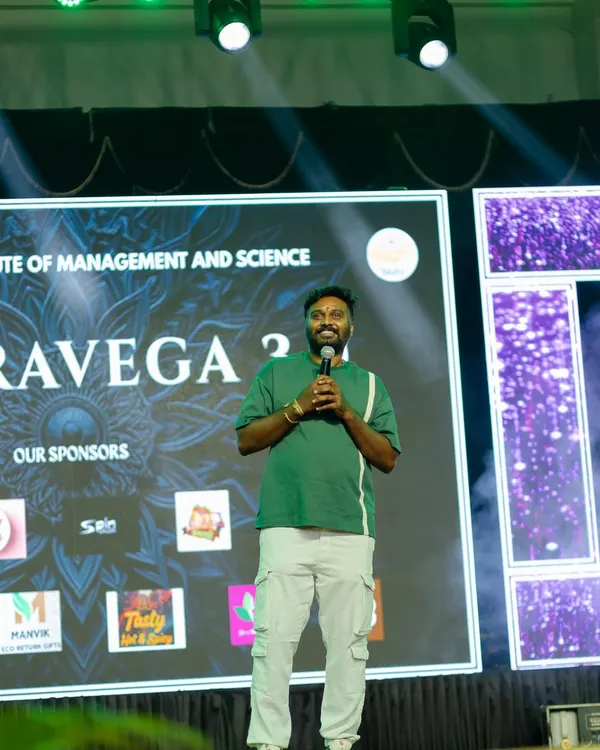 On stage as a judge for the 'Sampravega 3.0' event at Soundarya Institute of Management and Science. It was a nice experience seeing so much young talent.