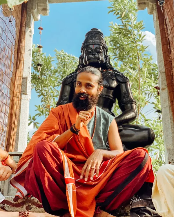 I sit before the statue of Hanuman, sharing the philosophical teachings of yoga. My goal is to help you understand that you cannot start the next chapter of your life if you keep rereading the last one.