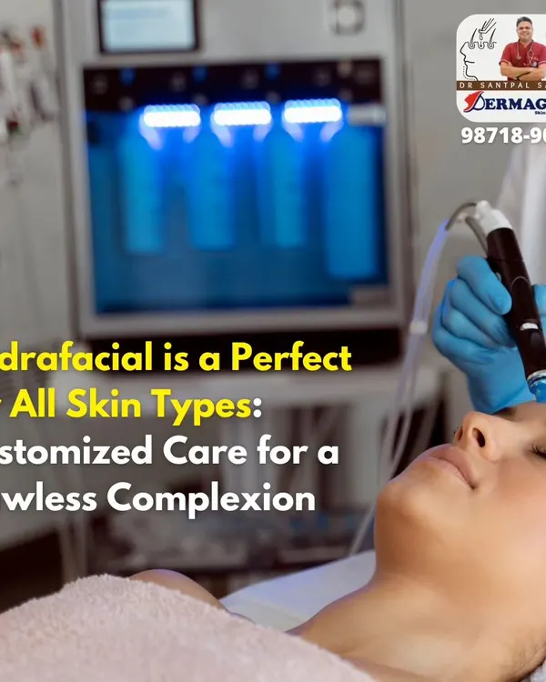 A client enjoying a HydraFacial session with our advanced equipment. The technology allows for customized care, ensuring the treatment is perfectly suited for your skin type, whether it's oily, dry, or sensitive, for a flawless complexion.