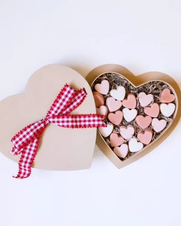 A gift straight from the heart. I believe in creating presents that are not just beautiful but also full of care and natural goodness, like this heart-shaped box filled with mini heart soaps.