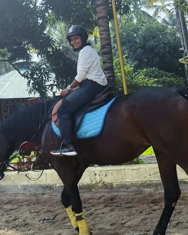A happy rider enjoying her lesson. Our goal is to help you learn how to control your fears and feel free and confident in the saddle.