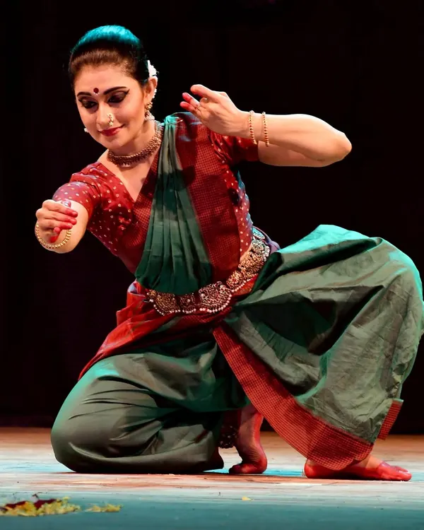 Embodying the 15th-century poet-saint Kanhopatra on stage in Aurangabad. Bringing her story, rooted in Marathi abhang poetry, to Maharashtra was a truly special experience.