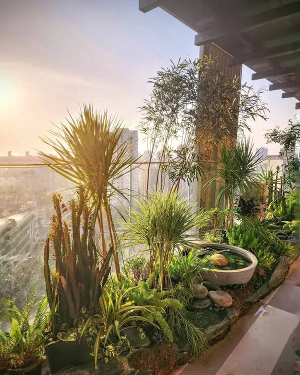 This is what we live for. Transforming a high-rise Mumbai balcony into a dreamy, picturesque rock garden. We love clients who are happy to experiment, allowing us to create a little piece of heaven with a sunset view.