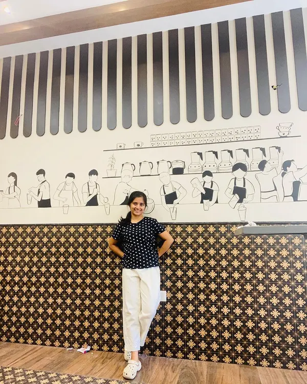We created this fun, illustrative mural for Barista Bean Coffee in Mysore. The line art depicts the entire coffee-making process, adding a unique story and character to the cafe's interior.