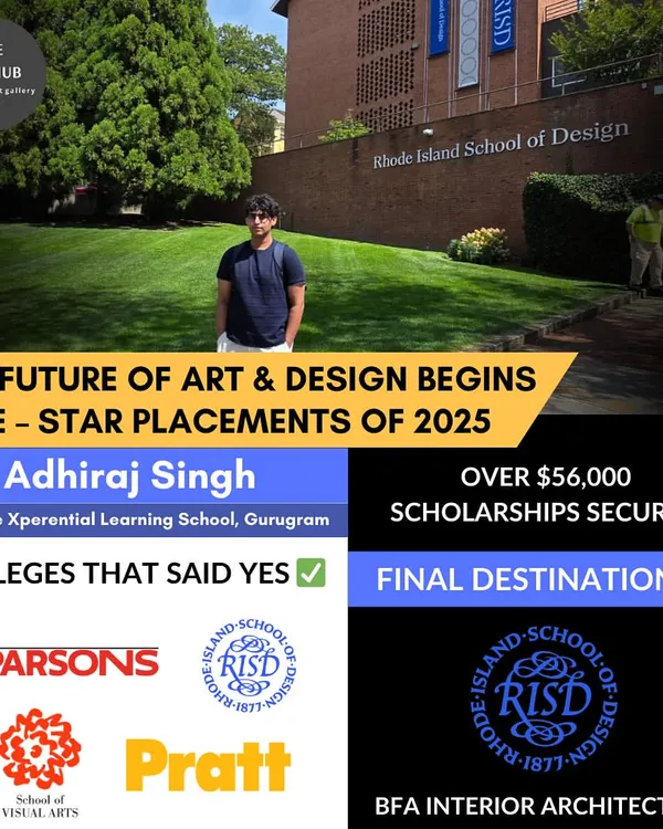 This is what success looks like. I guide students like Adhiraj to not only get into their dream colleges like the Rhode Island School of Design but also to secure significant scholarships, setting them up for a successful future in interior architecture.