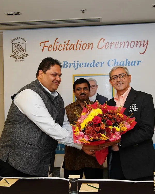 It was a privilege to felicitate the newly appointed "Additional Solicitor General of India", Shri Brijender Chahar Ji. Here I am presenting him with a bouquet at the ceremony at the India Habitat Center.