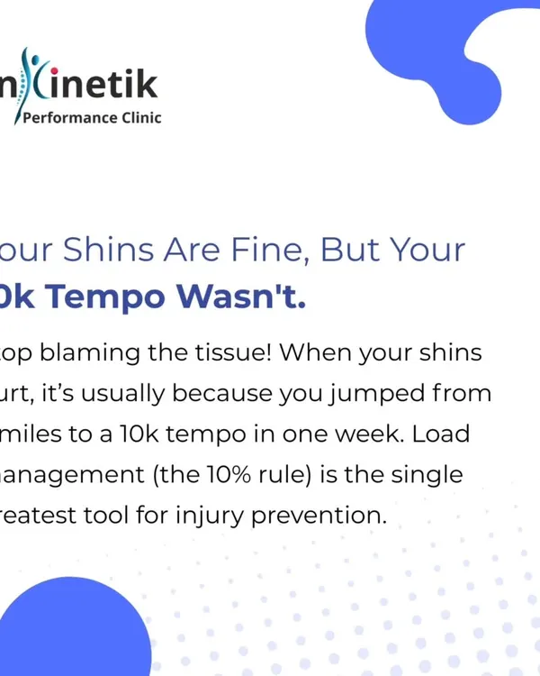 Pain is often a symptom of a training error, not a tissue problem. Shin pain, for example, is frequently caused by improper load management, like increasing your tempo or mileage too quickly. Following the 10% rule is your best tool for prevention.