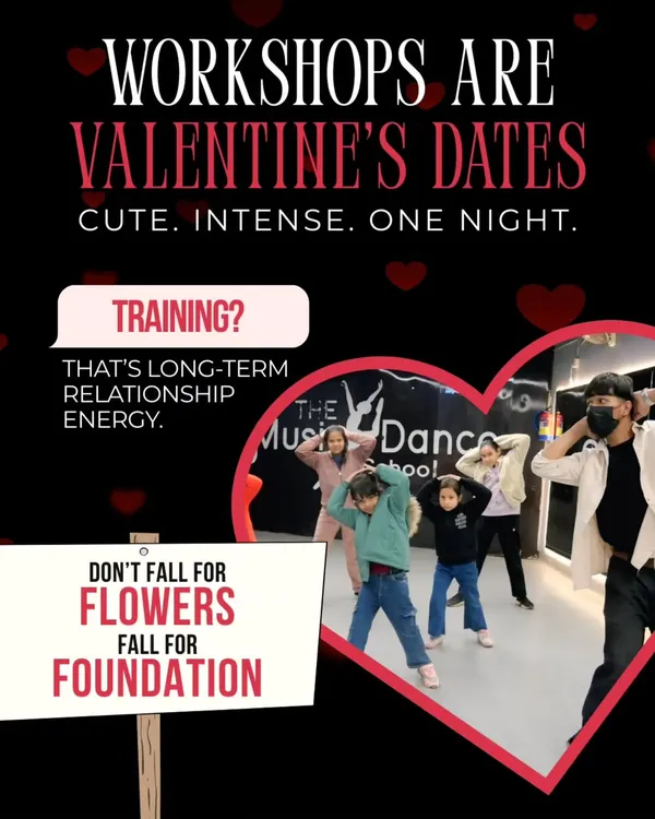 Workshops are like Valentine's dates: cute and intense. Training is long-term relationship energy. Don't fall for flowers, fall for foundation.