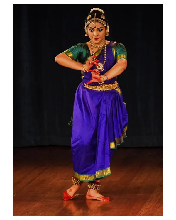 My student Chaitra Rao, captured in a moment of profound expression. Her performance showcases the beautiful blend of intricate Nrittha and soulful Abhinaya that we strive for.