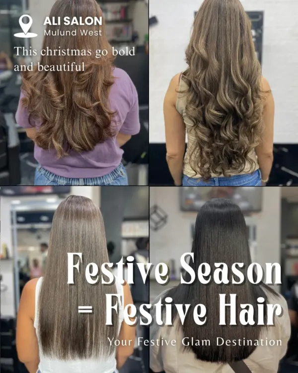 Festive season means festive hair. This collage shows a variety of looks perfect for any celebration, from soft waves to sleek, straight styles. I can create the perfect look for your special occasion.