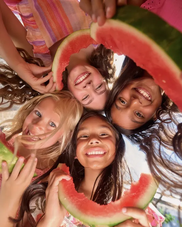 A fun, high-angle shot for a kids' summer campaign. Getting this kind of genuine laughter and connection is key. It’s about creating a playful environment on set so their real personalities can shine through.