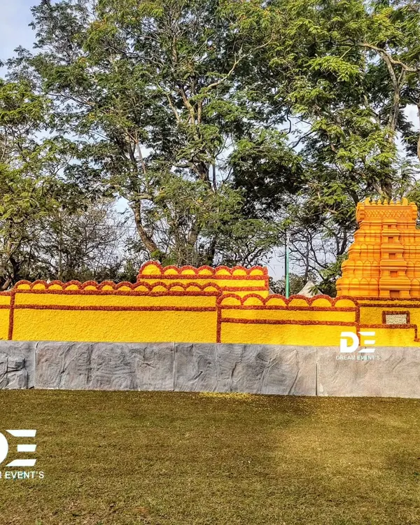 For the Mandya Flower Show, I was tasked with creating something monumental. I constructed this entire temple replica using thousands of yellow and orange marigolds, turning a floral concept into a grand architectural statement that honored our local culture.