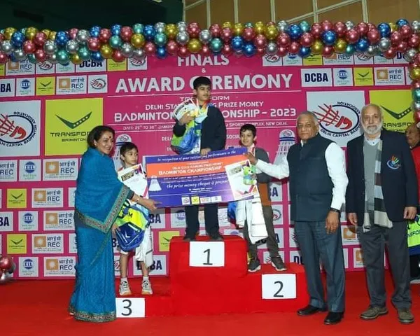 This is what success looks like. One of our young champions stands proudly on the first-place podium at the Delhi State Badminton Championship, a result of immense dedication and high-performance training.
