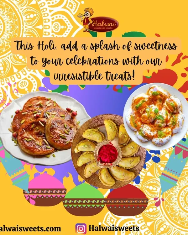 This Holi, add a splash of sweetness to your celebrations with our irresistible treats. We offer festive specials like Gujiya, Malpua, and Dahi Vada to make your festival of colors complete.