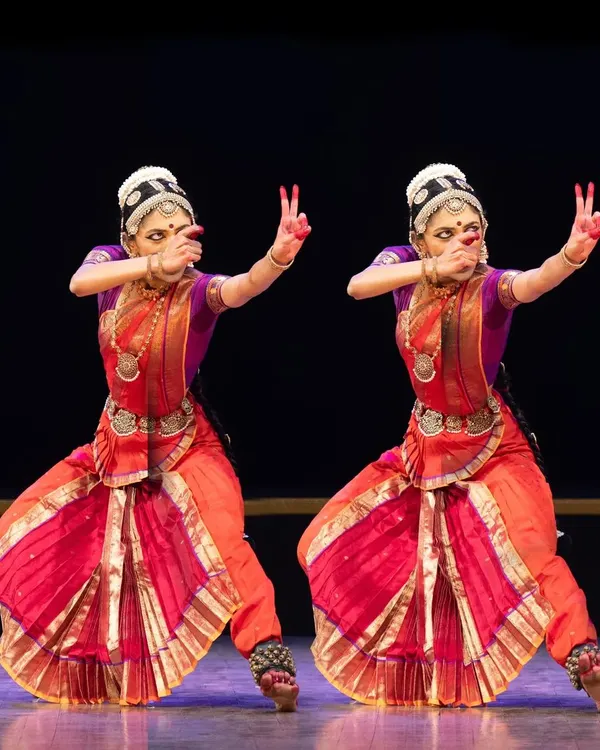 The 'maja' or fun of playing a 'gopa' or cowherd boy in my production 'Abhilasha'. This synchronized pose shows the playful and energetic side of the choreography.