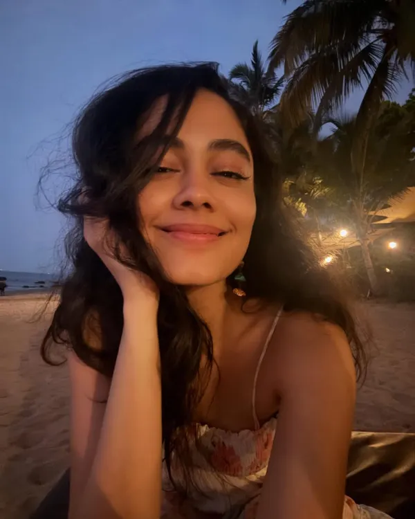 A happy moment captured on a beach at dusk. The peaceful and beautiful scenery often inspires new melodies and song ideas.