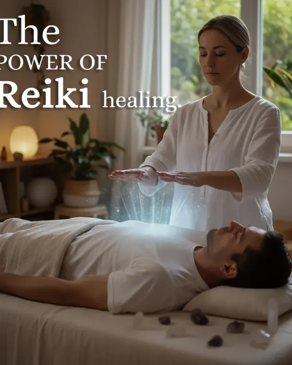 This image captures the essence of a Reiki session, where I channel universal life force energy through my hands to the recipient. This process helps clear blockages, reduce stress, and promote natural healing in the body and mind.