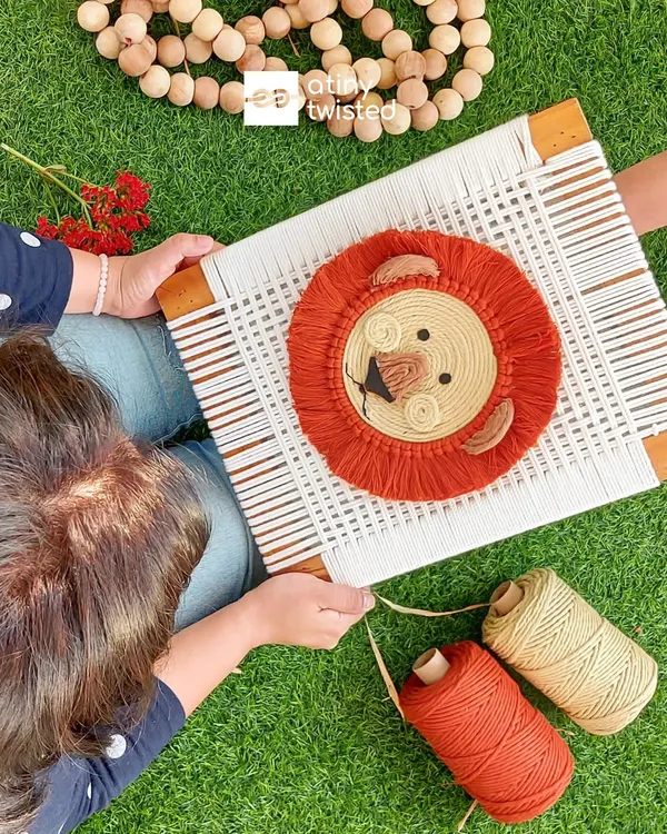 Rawrrr! Here's a peek at the making of my cutest creation yet, a lion face chair back. A client dreamt of handmade macramé furniture for kids, and I was so excited to bring it to life.