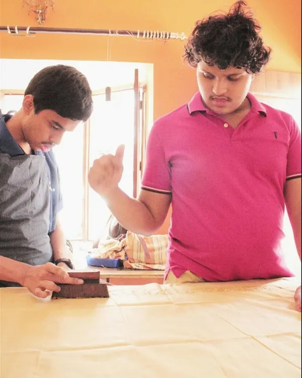Two young artisans from our partnership with the Asha Foundation for Autism, learning the craft of block printing. We focus on working with abilities, discovering a new generation of talented artisans to carry this craft forward.