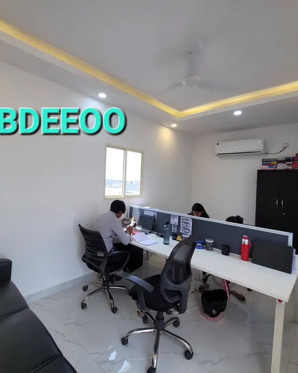 The interior of a finished prefab office. This bright and professional workspace is fully equipped with modern furniture, lighting, and air conditioning, showing we deliver ready-to-use commercial spaces.